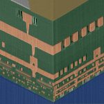 This model of a semiconductor's cross section shows the vacuum gaps etched in-between wire segments.