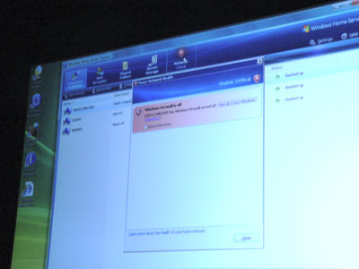 A demonstration of Windows Home Server being managed remotely through Vista