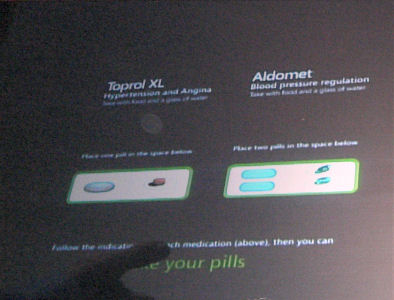 In an eerie demonstration, Mundie shows how it can also recognize the shape and weight of pharmaceuticals.