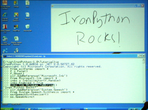 An IronPython demonstration where handwritten text is converted to audible speech...in just 12 lines of code.