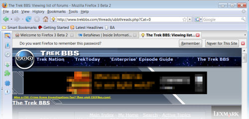 The new way to save one's validated password in Firefox 3.0, from the Beta 2 release.