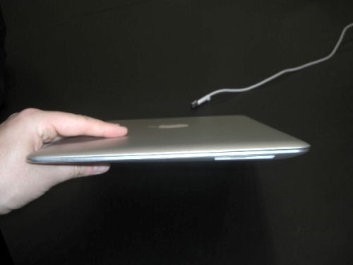 The MacBook Air side view, which in one respect is pretty, and in another...isn't much.