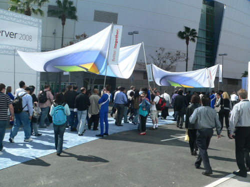 Herding attendees between the Nokia Theater and the LA Convention Center