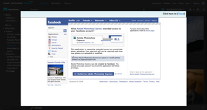 Facebook permission prompt in Adobe Express