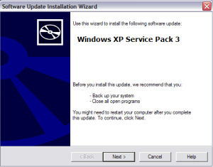 The Initial Confirmation Panel From The Windows Xp Sp3 Self