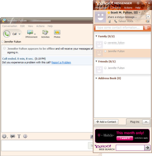A screenshot from Build 1389 of Yahoo Messenger beta 9.0