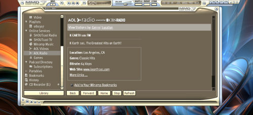 Winamp v5.54 with the new AOL Radio