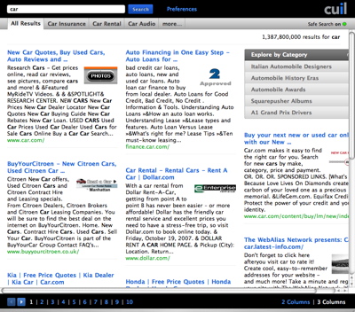 Cuil results page