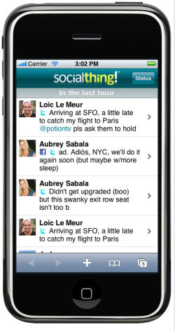 SocialThing application on iPhone