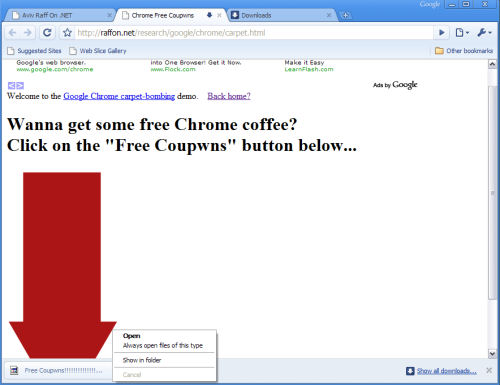 A proof-of-concept exploit in Google Chrome is about to trigger the launch of Notepad.