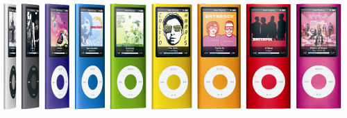 Apple's entire color scheme for its newly redesigned nanos, unveiled September 9, 2008