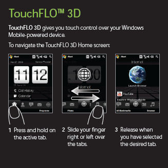 A page from HTC's hand-out brochure for its TouchPRO front end (1 of 2)