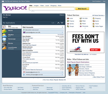 Yahoo's new page looking at mail (from Yodel Anecdotal blog)