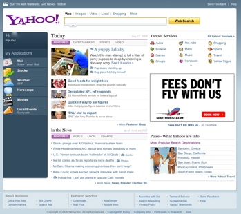A test version of Yahoo's improved homepage