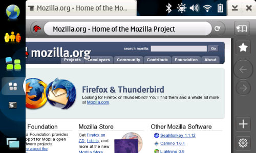 An early screenshot of Fennec, a prototype Mozilla browser for the Nokia N810.  [Courtesy Mozilla]