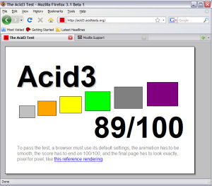 Mozilla's highest score on the Acid3 test in quite some time.