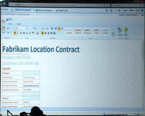 The same document being edited in Word 14 for the Web.