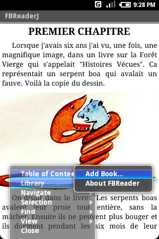 Screenshot from the FBReaderJ e-book reader for Android