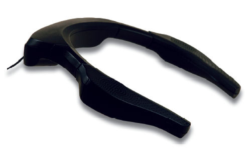 The NxSET combination neckband and headset, with speakers at neck level rather than inside the ears