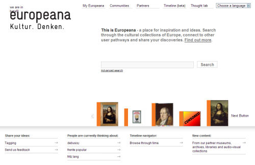 One example front page from the opening day of Europeana.eu...and we can't show it all.