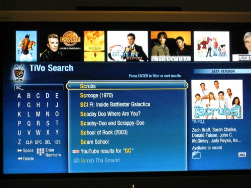 Screenshot from TiVo's new Search feature