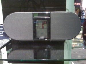 Sony's new Boombox for iPod, complete with cassette-like loading.
