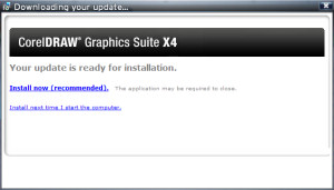 CorelDRAW X4 upgrading itself...or trying to
