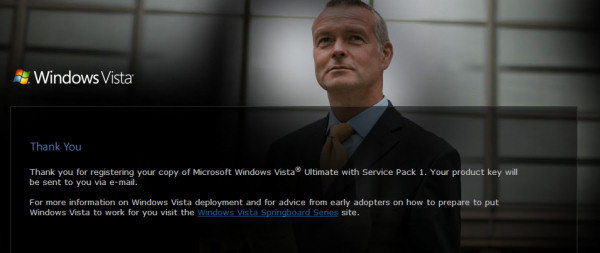 Success!  Vista promotional recipients can now register their copies online