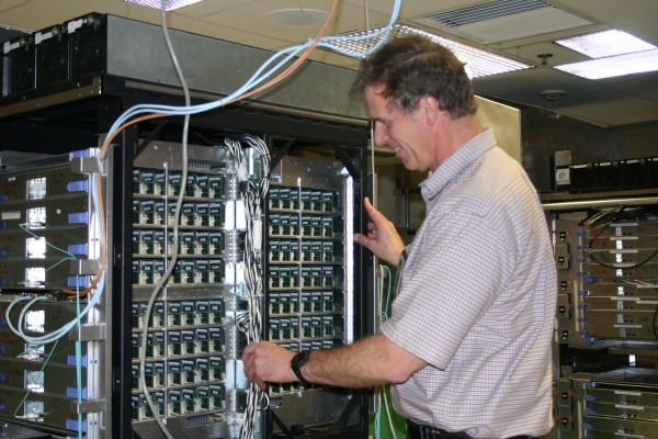 A look inside IBM's Blue Gene P supercomputer, under construction