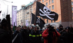 Pirate Party outside the trial against Pirate Bay