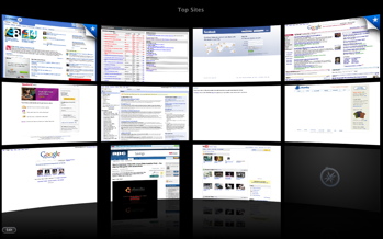 Safari 4 beta top sites home screen