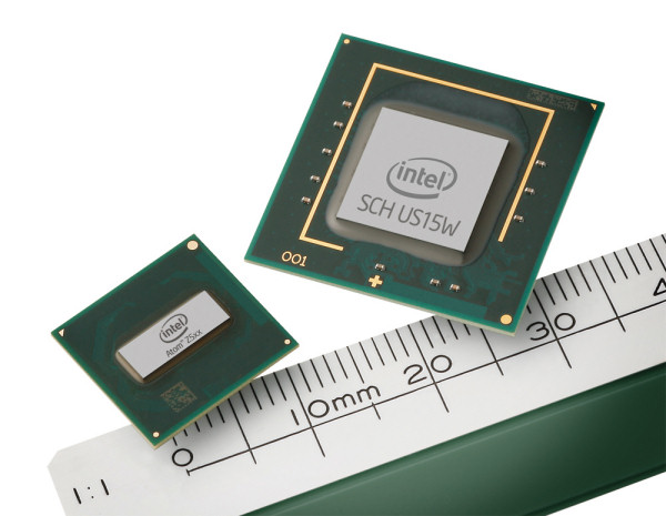 Intel Atom Z5xx processor compared to its US15W System Controller Hub.
