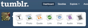 Tumblr's tool bar