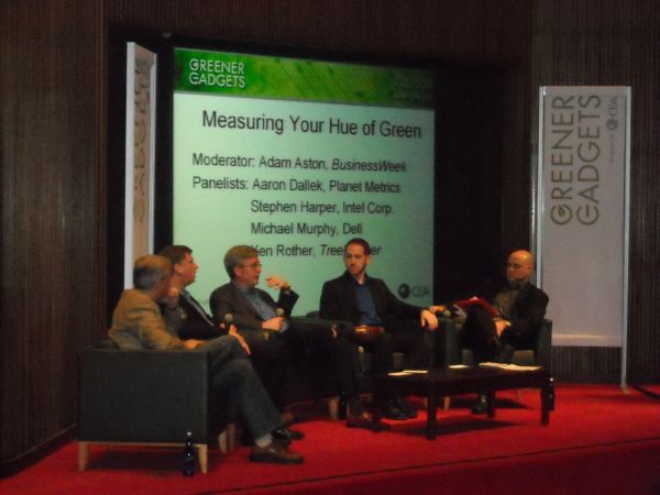 Panelists from the 'Measuring Your Hue of Green' panel at the Greener Gadgets Show in New York City, February 27, 2009.