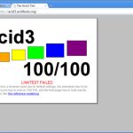 Google's first 100% score on the Acid3 test with build 2.0.169.1...though we don't know where the 'FAIL' came from.