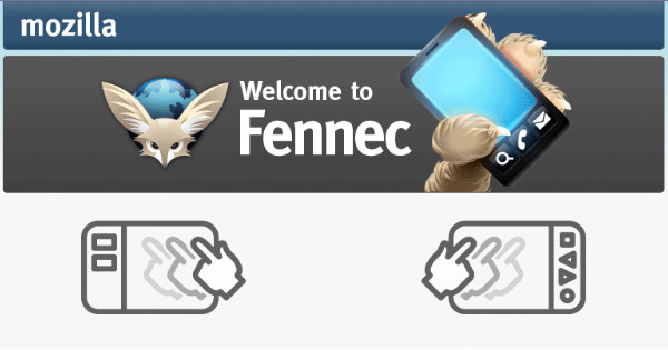 The initial home page for Mozilla Fennec Beta 1