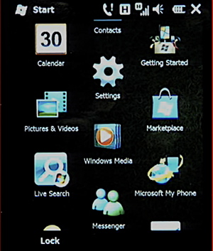The updated WM6.5 UI, with no honeycomb