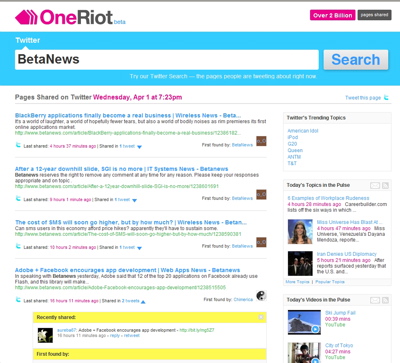 oneriot betanews twitter scan