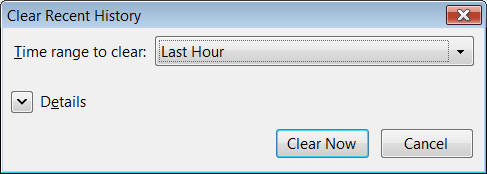 The new time-based history deletion dialog in Firefox 3.6 Alpha 1.