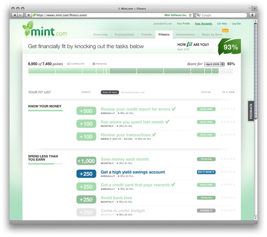 mint financial fitness screen