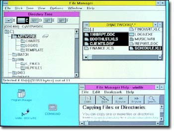 A screenshot from File Manager in Microsoft Windows 3.0, circa 1990.