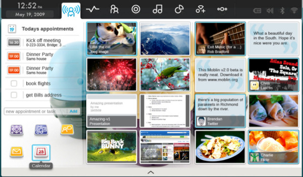 Moblin Linux 2.0 'm-zone,' the system's desktop counterpart.