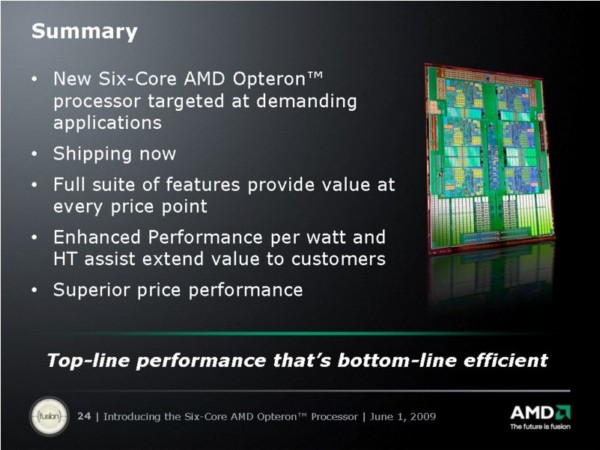 AMD's value proposition for six-core 'Istanbul'-era Opteron servers.