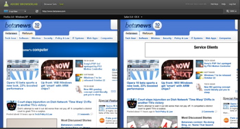 Adobe Labs' BrowserLab 2-up view comparison