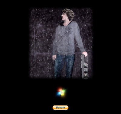 'GeoHot' George Hotz prances beside an iPhone 3G S, on his jailbreak kit's homepage.