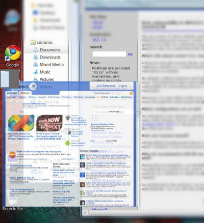 Experiments with dragging a tab outside the browser window, here in Google Chrome 3.
