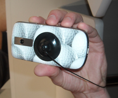 HTC's MyTouch, here shown with the textured 'golf ball' skin
