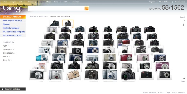 Do you see that digital camera you've had your heart set on, amid this page full of nearly 2,000 cameras on Bing?