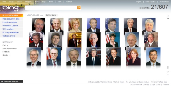 It's either the stuff of parades or nightmares: American politicians pass by you on a treadmill, in Bing Visual Search.