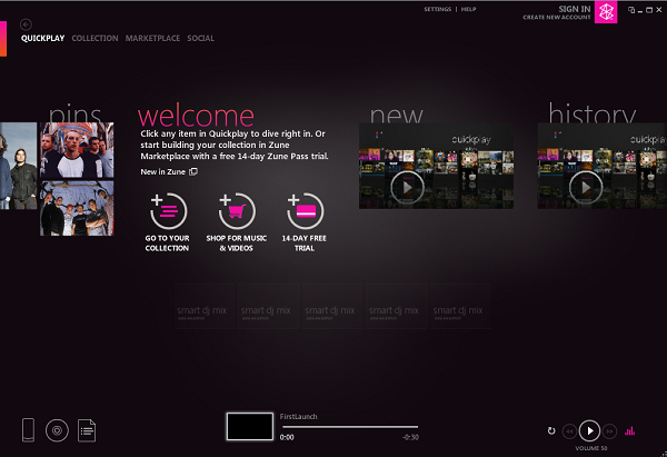 Zune Quickplay